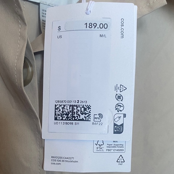 COS CROPPED TRENCH COAT CAPE Light Tan Cape Jacket - Picture 10 of 12